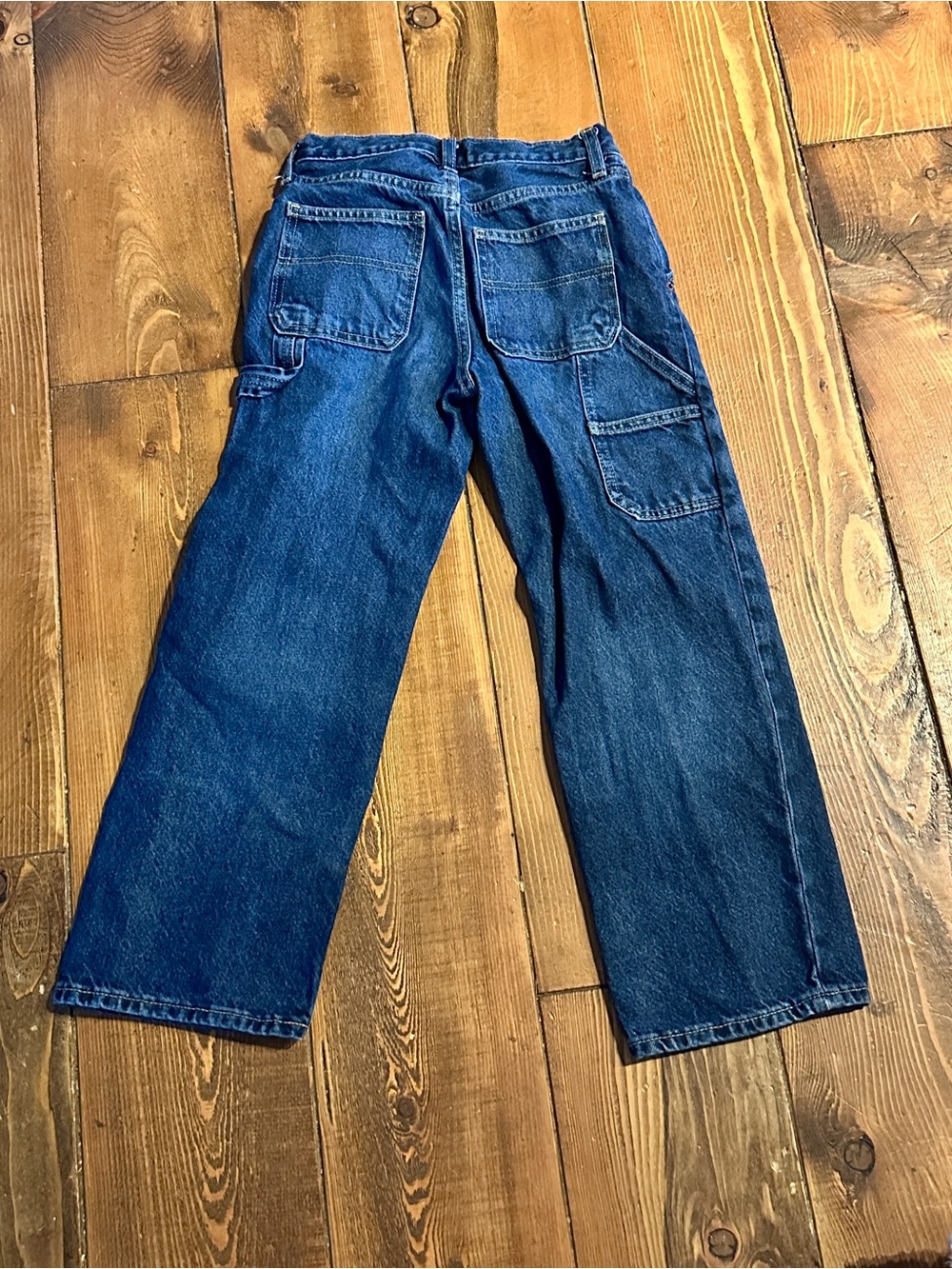 Boys Dark Blue Denim Old Navy Baggy Built In Tough Carpenter Jeans - Sz 8 - Picture 2 of 6